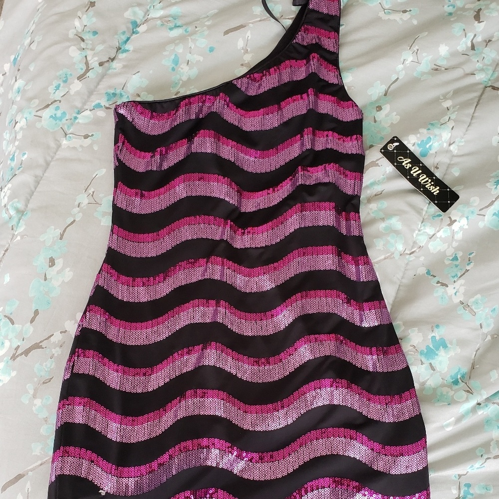 Multi-colored single strap mini dress